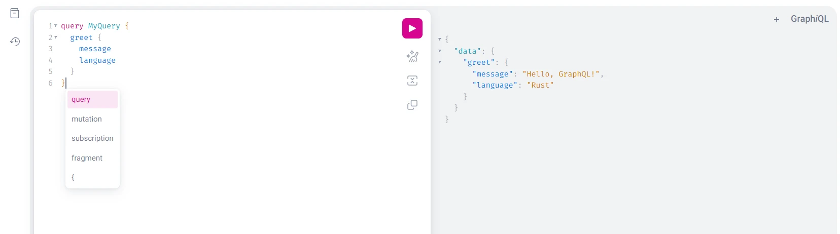 Execute a query in the Playground
