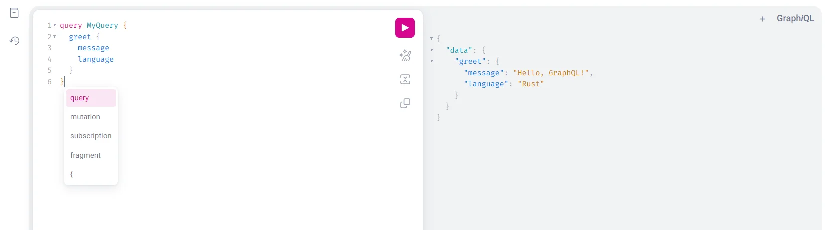 Execute a query in the Playground